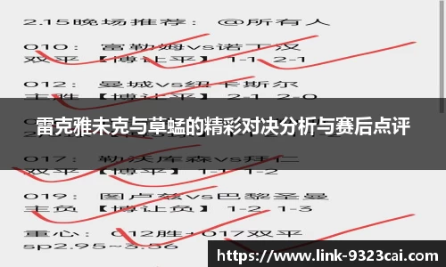 雷克雅未克与草蜢的精彩对决分析与赛后点评